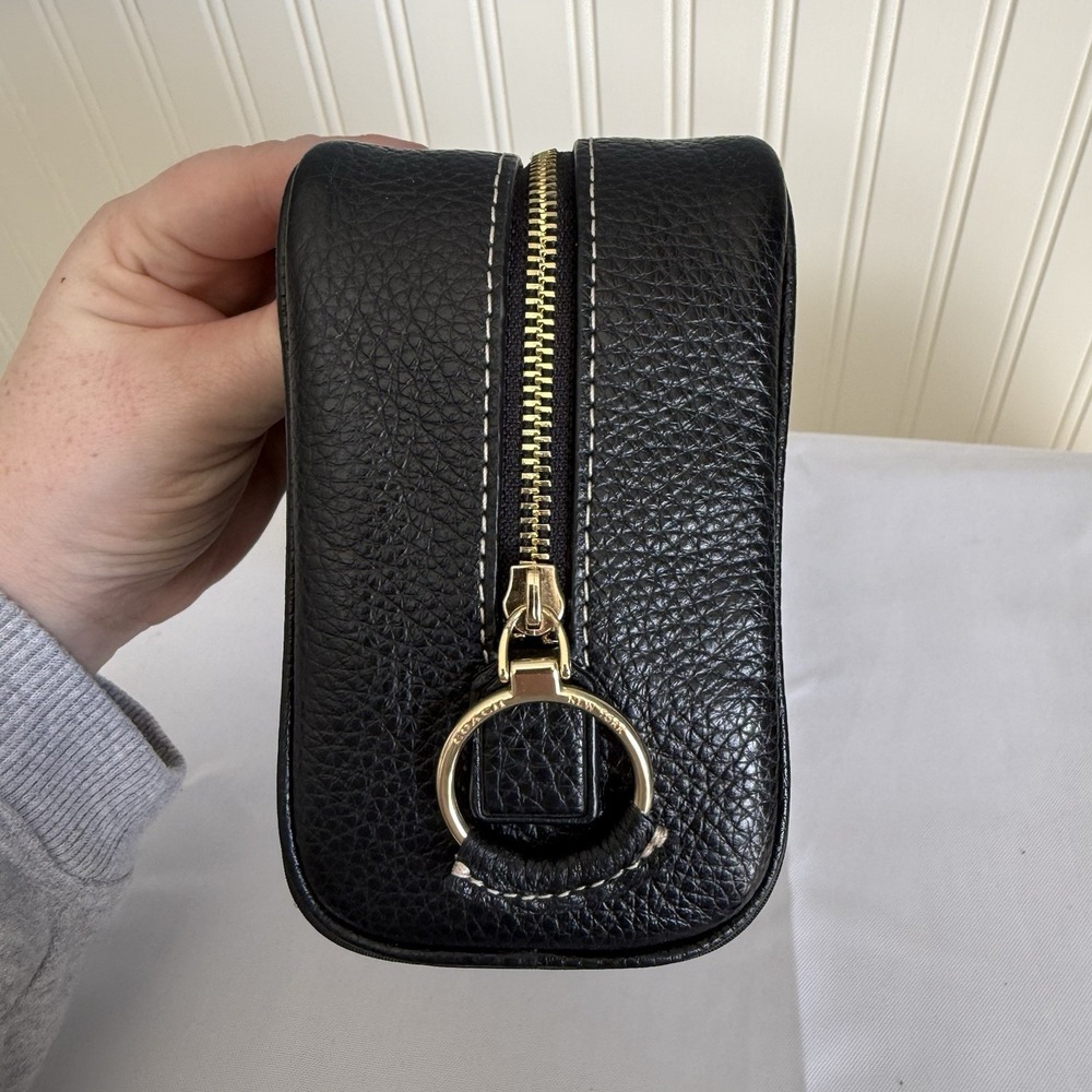 Coach Ellis Medium Nylon Leather Black Gold Cosmetic Case Make Up Bag Pouch - Picture 5 of 13